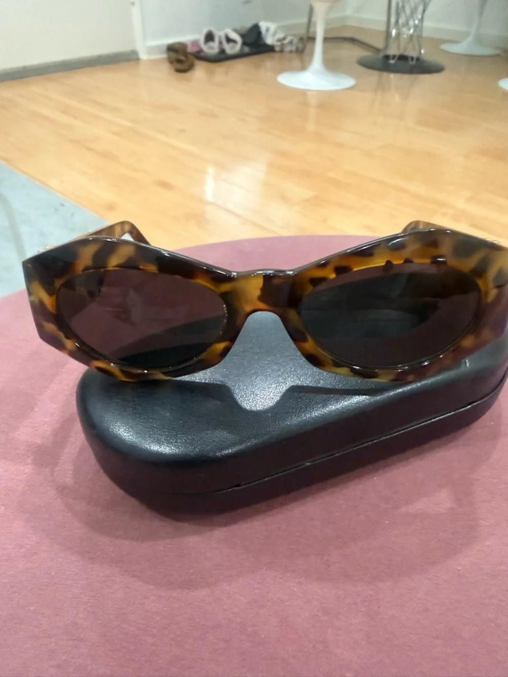 Versace Tortoise Shell Sunglasses with Gold Medallion Accents